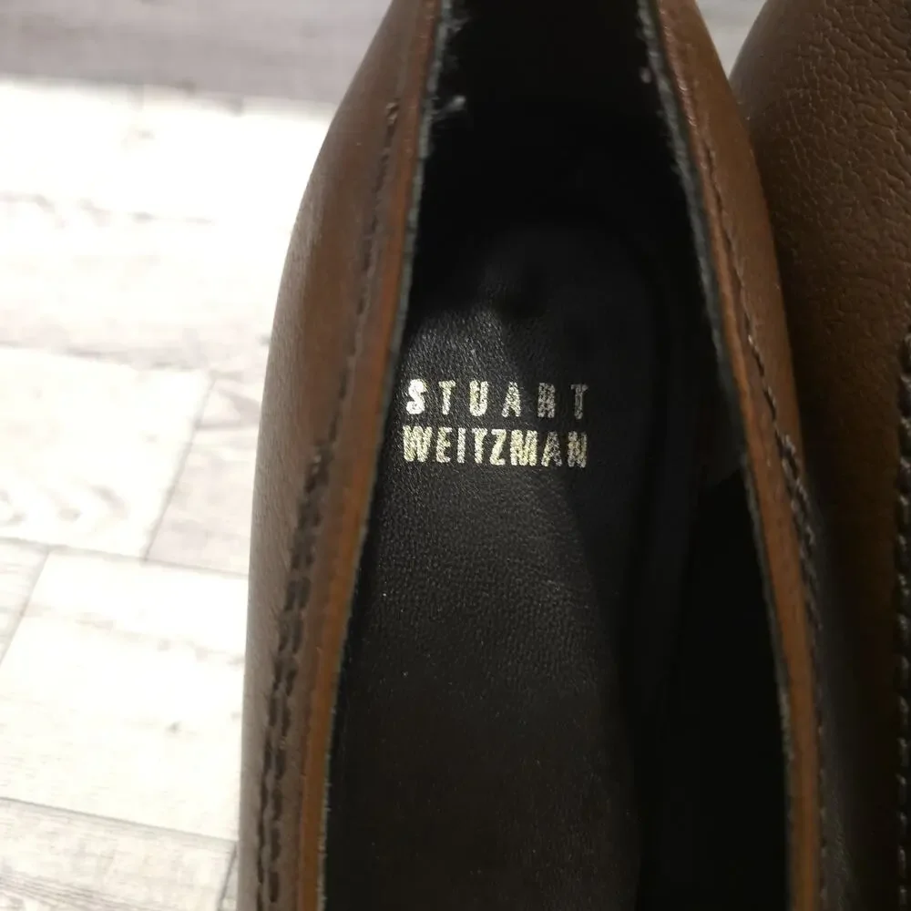 STUART WEITZMAN Brown Leather Platform Pumps 3.5